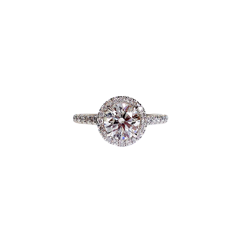 Fink's Exclusive Platinum Halo Round Diamond Engagment Ring